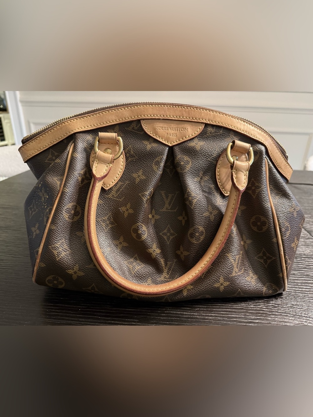 Louis Vuitton Monogram Canvas Satchel with Tan Trim